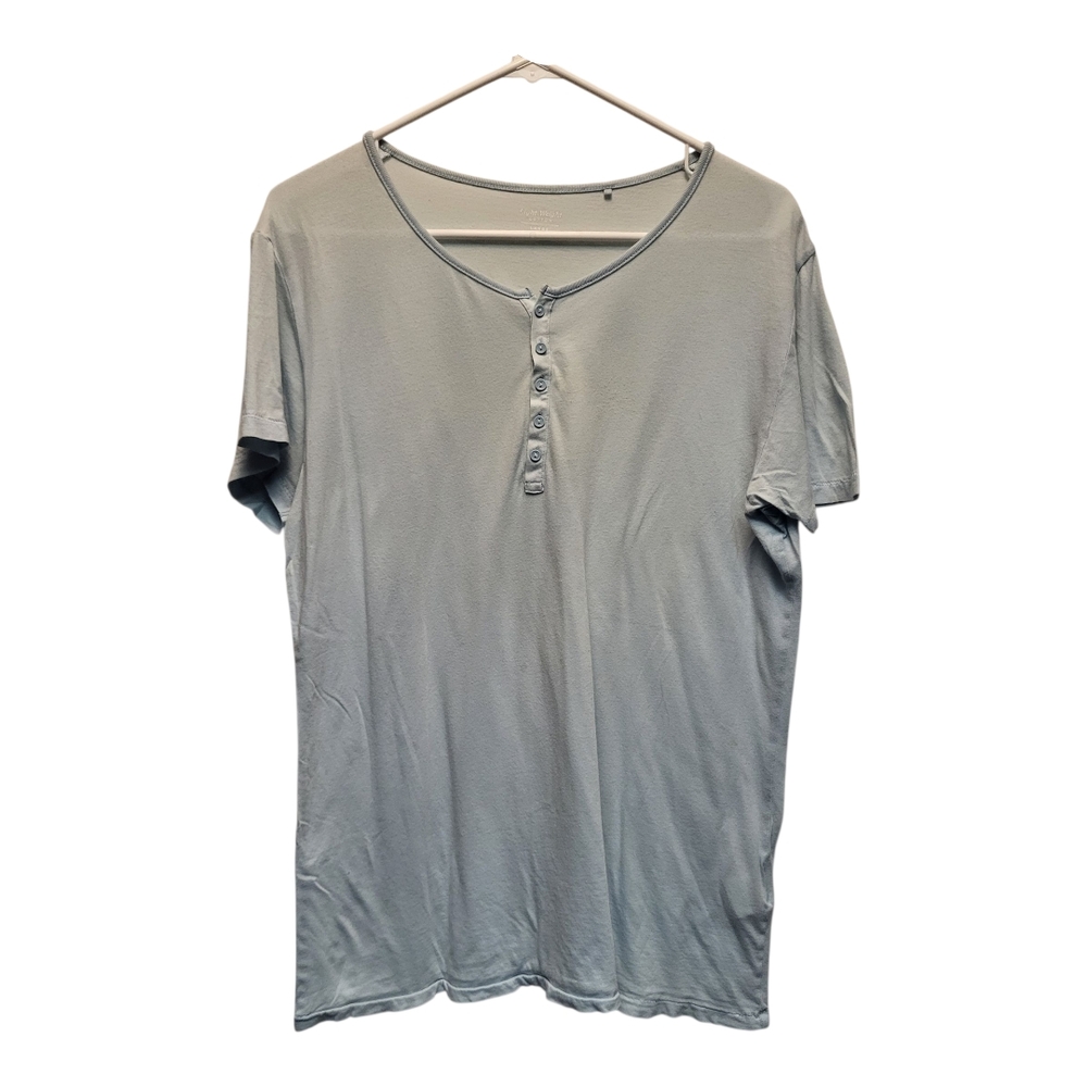 Uniqlo Men's Light Green 1/4 Button Pullover Shirt - Size L